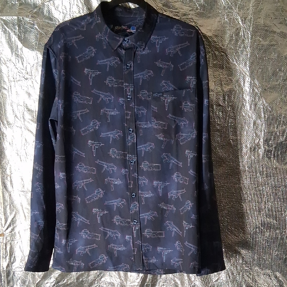 Etro Dark Blue Graphic Button Down Shirt